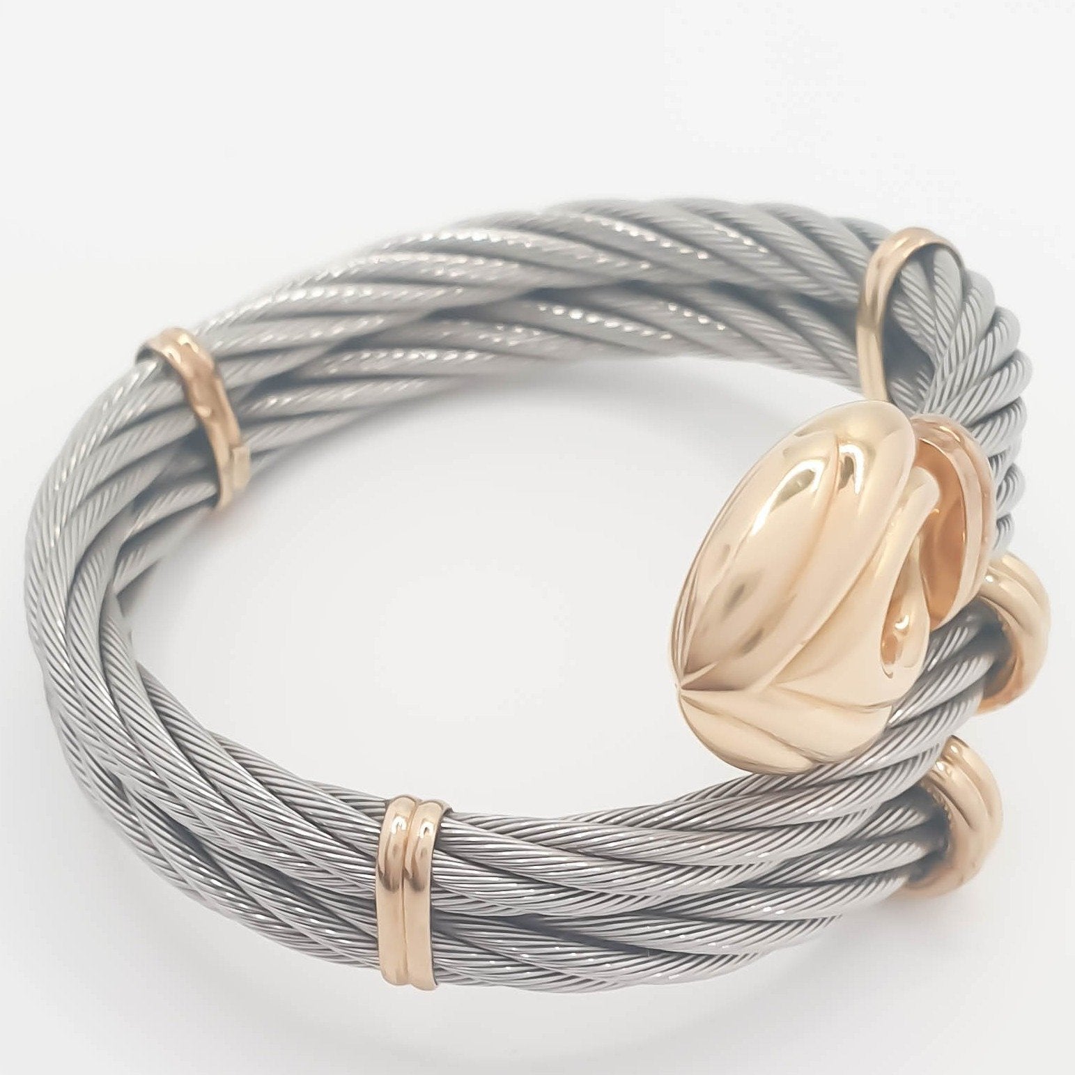 Pulsera de diseño en oro 18k y acero - Mayka Jewels