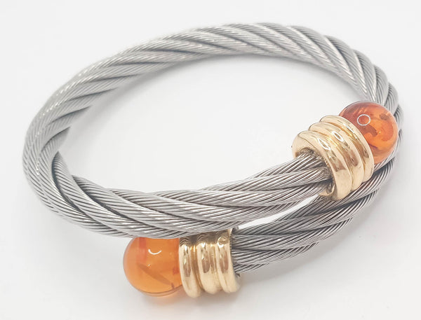 Pulsera de diseño en oro 18k y acero - Mayka Jewels