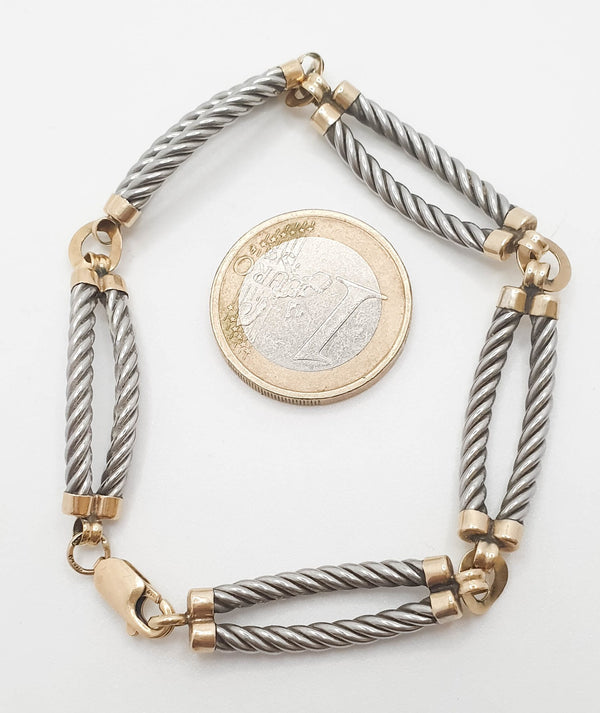 Pulsera de diseño en oro 18k y acero - Mayka Jewels