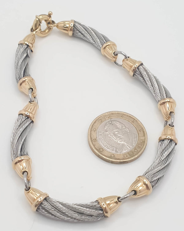 Pulsera de diseño en oro 18k y acero - Mayka Jewels