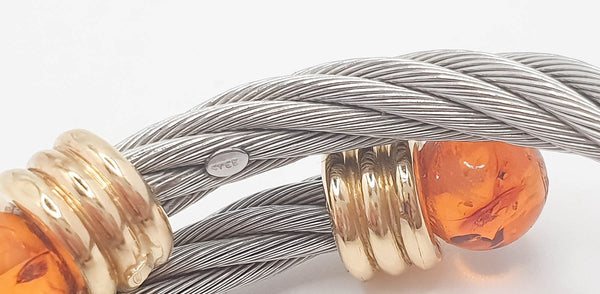 Pulsera de diseño en oro 18k y acero - Mayka Jewels