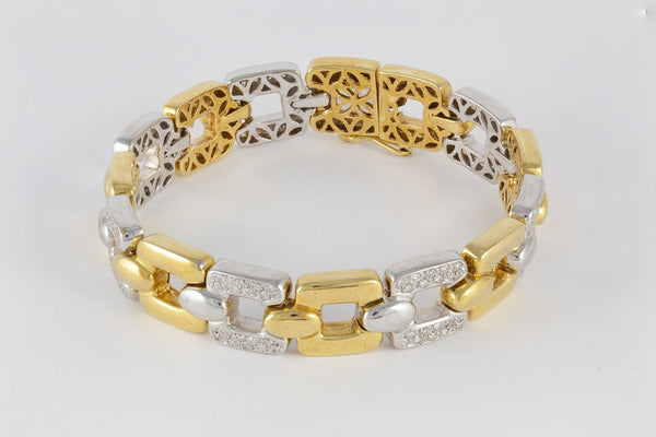 Pulsera de oro blanco y amarillo con brillantes 0.63 ct - Mayka Jewels