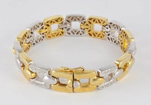 Pulsera de oro blanco y amarillo con brillantes 0.63 ct - Mayka Jewels