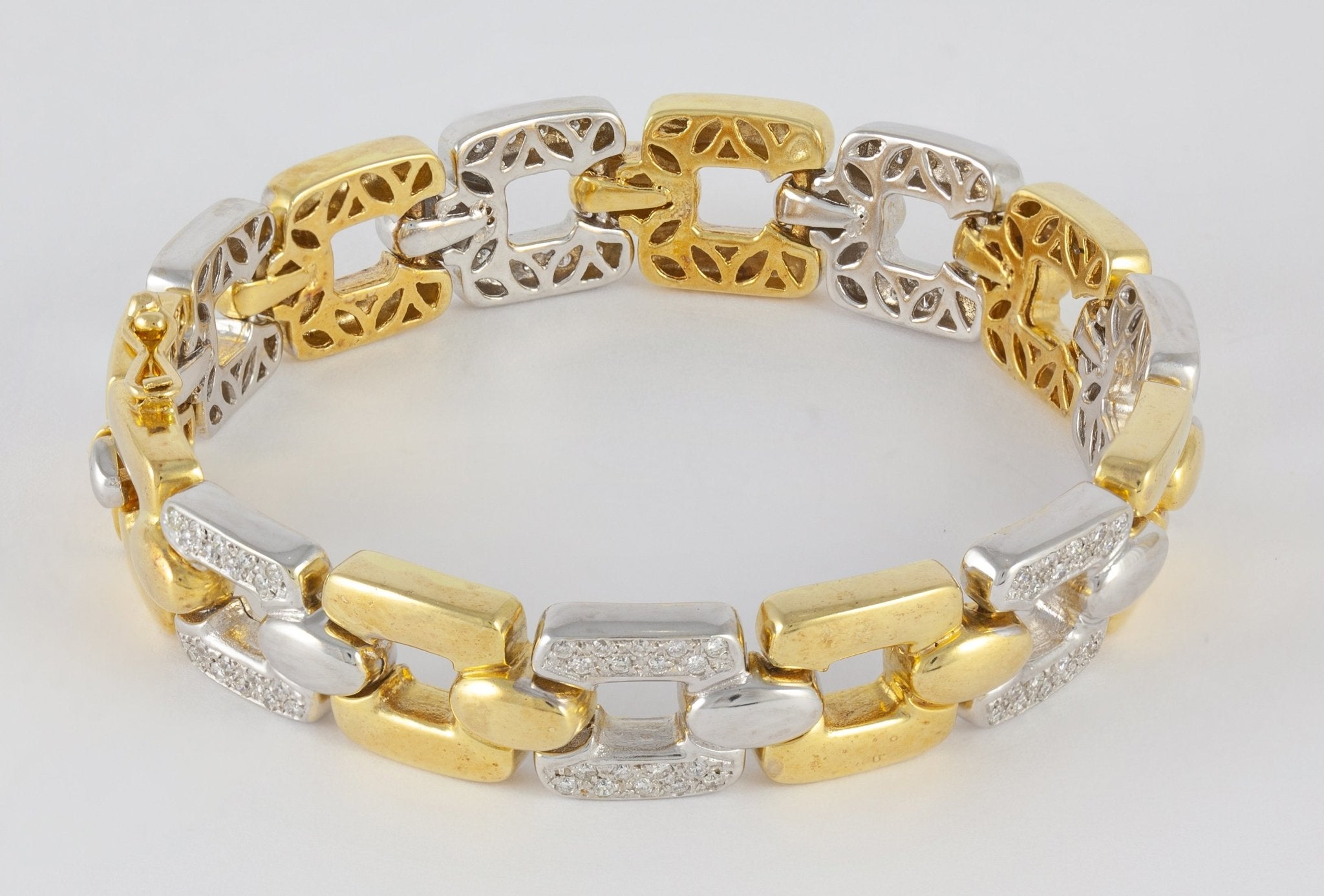 Pulsera de oro blanco y amarillo con brillantes 0.63 ct - Mayka Jewels