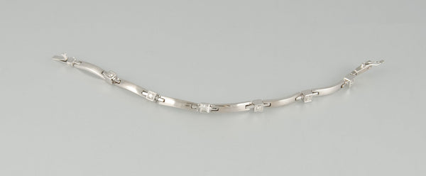 Pulsera en oro blanco 18k con brillantes - Mayka Jewels
