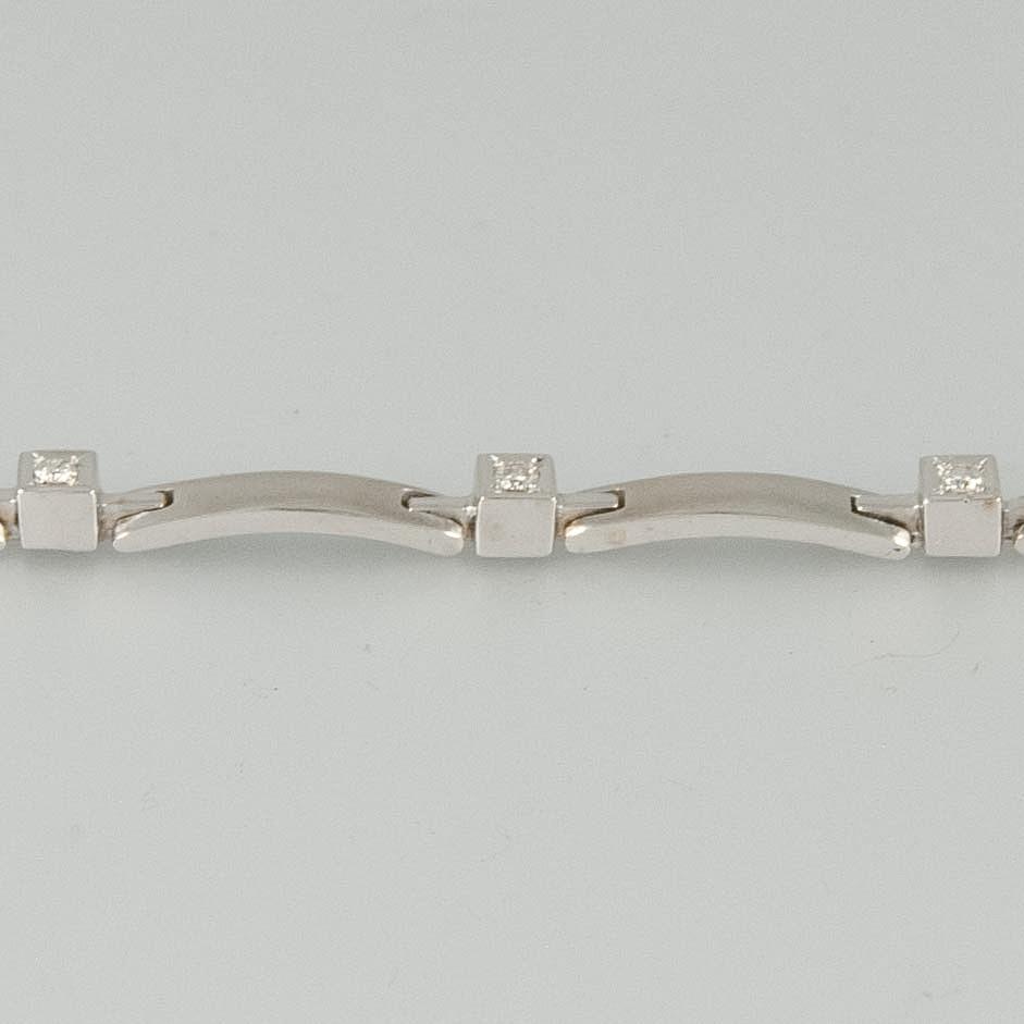 Pulsera en oro blanco 18k con brillantes - Mayka Jewels