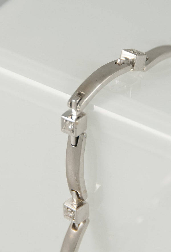 Pulsera en oro blanco 18k con brillantes - Mayka Jewels