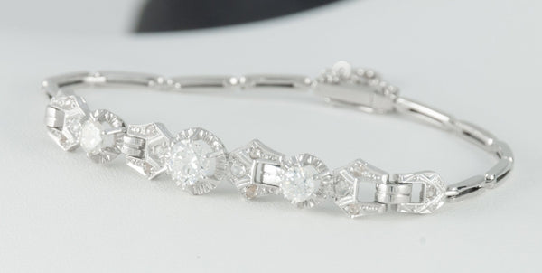 Pulsera en oro blanco 18k y 1.24ct brillantes - Mayka Jewels