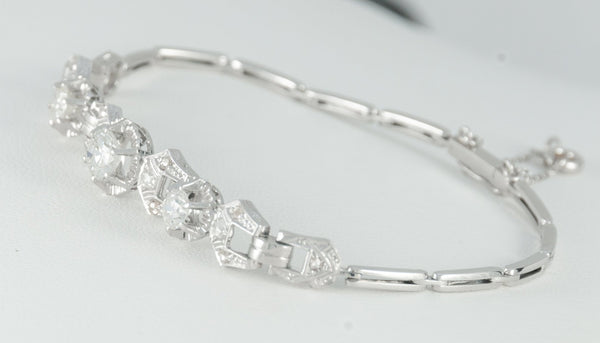 Pulsera en oro blanco 18k y 1.24ct brillantes - Mayka Jewels