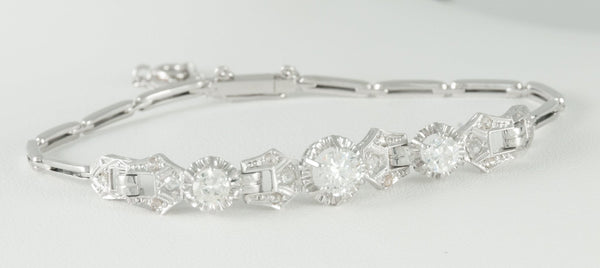 Pulsera en oro blanco 18k y 1.24ct brillantes - Mayka Jewels