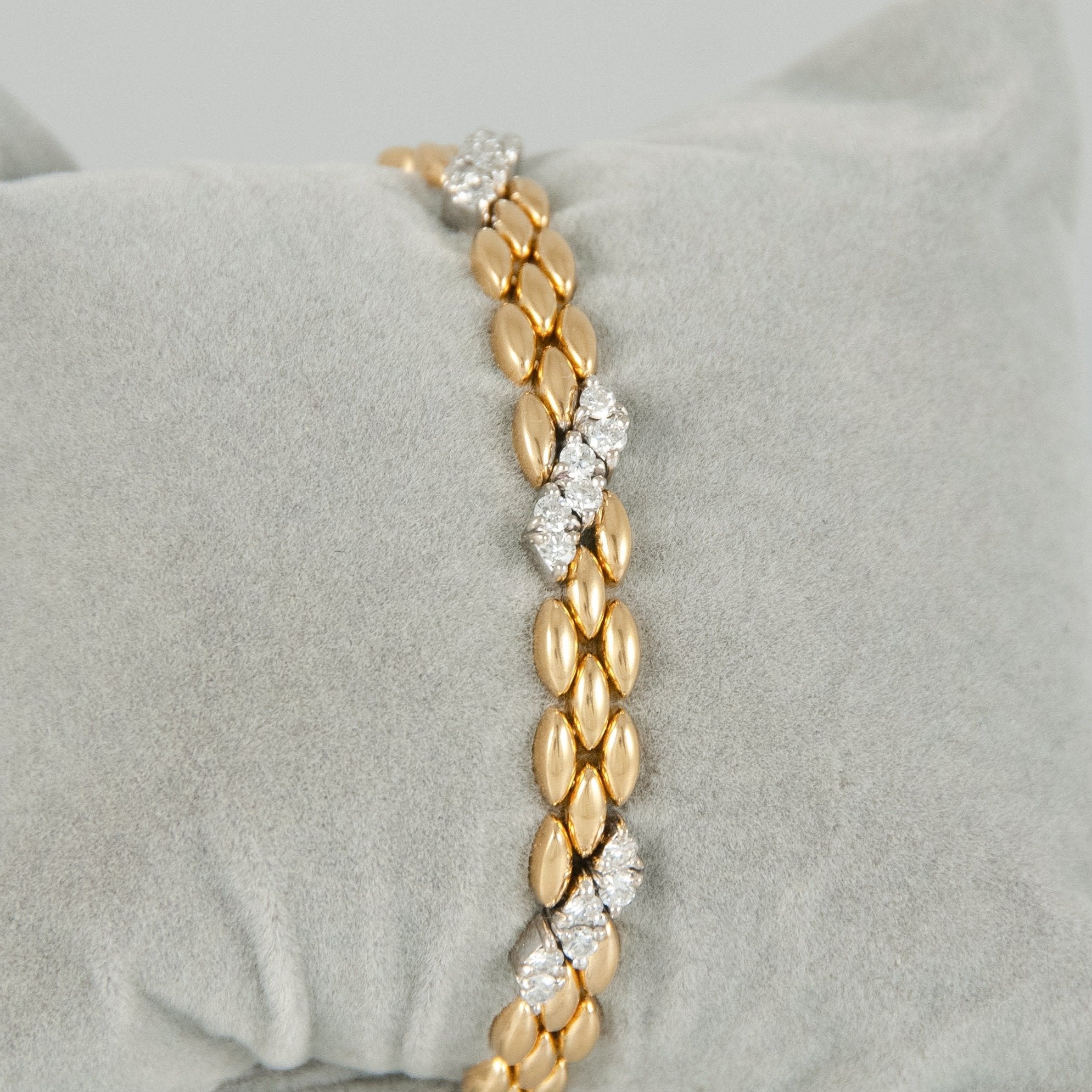 Pulsera en oro y oro blanco 18k con brillantes - Mayka Jewels