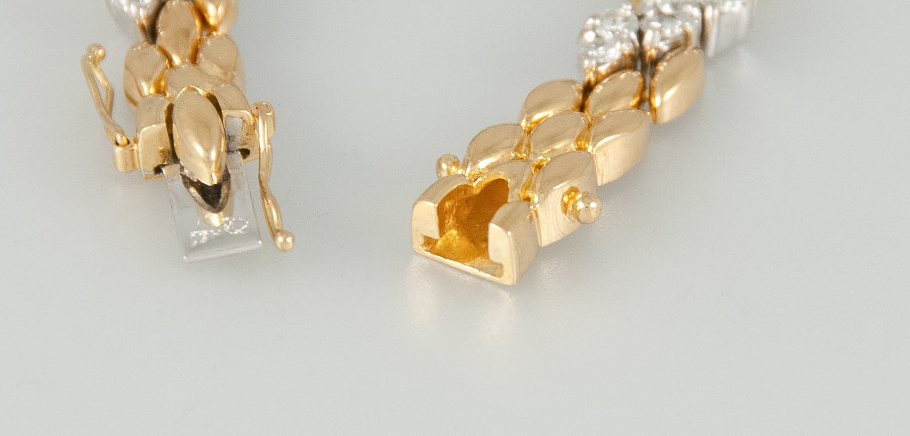 Pulsera en oro y oro blanco 18k con brillantes - Mayka Jewels