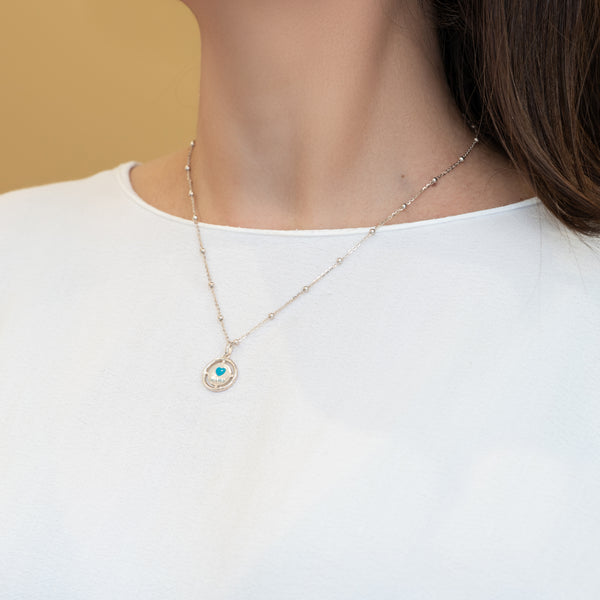 Gargantilla Tous en plata 925 con bolitas y Colgante Crossword Mama de plata 925 y esmalte azul