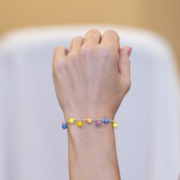 Pulsera Tous de plata 925, cristal de Murano y nylon lila Icon Glass