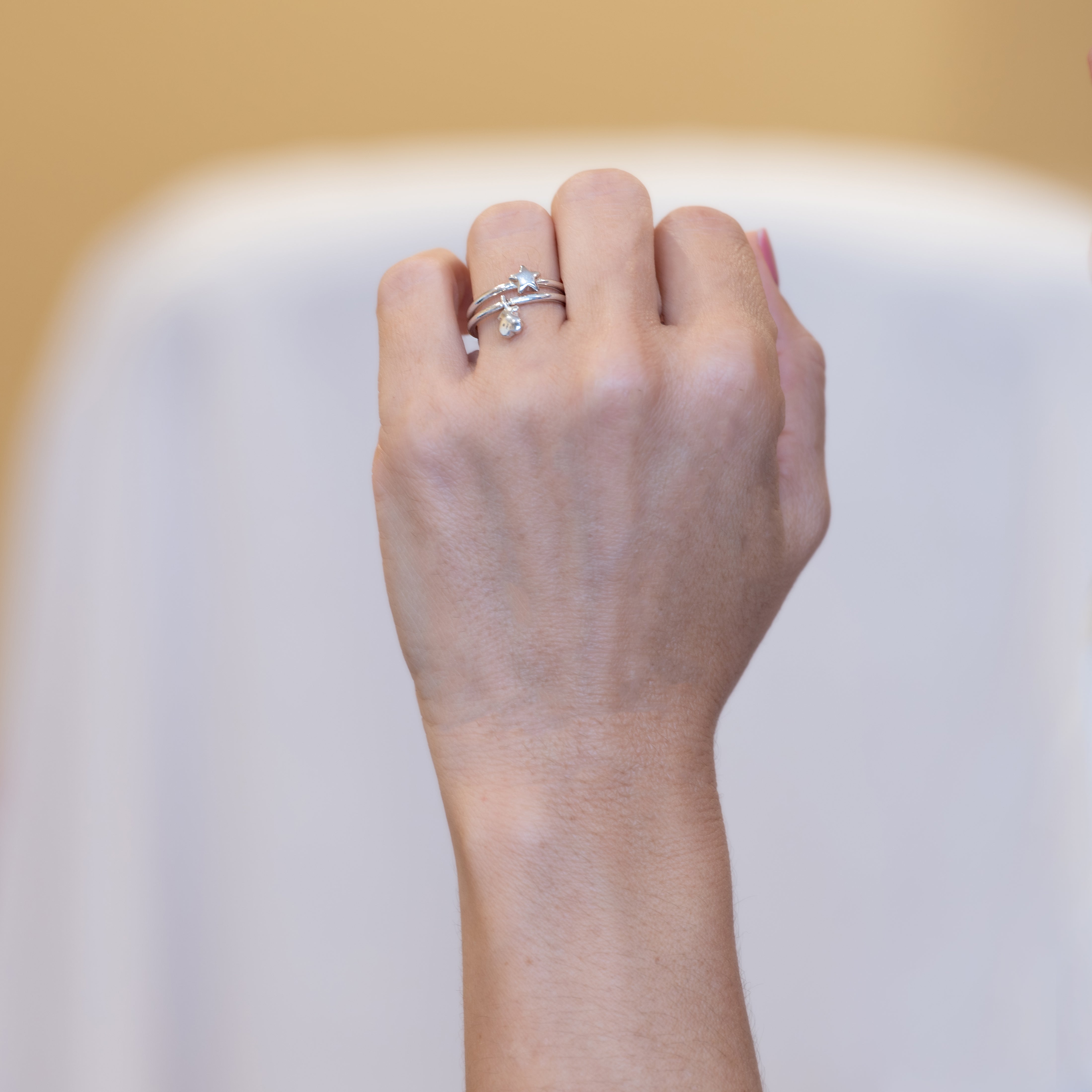 Pack de Anillos Tous motivos oso-estrella de plata Mini Icons