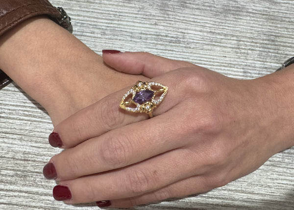 Anillo lanzadera de oro amarillo 18k