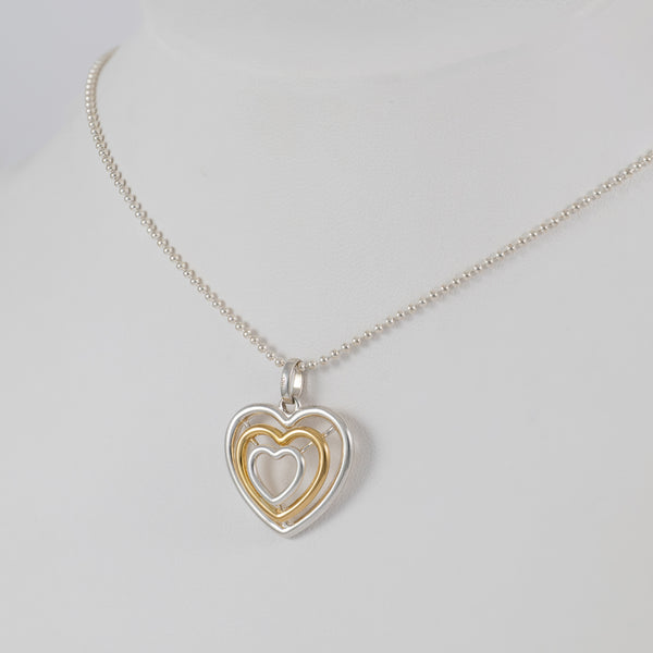 Cadena de bolas Tous con Colgante triple corazón Bickie de plata 925 y plata vermeil