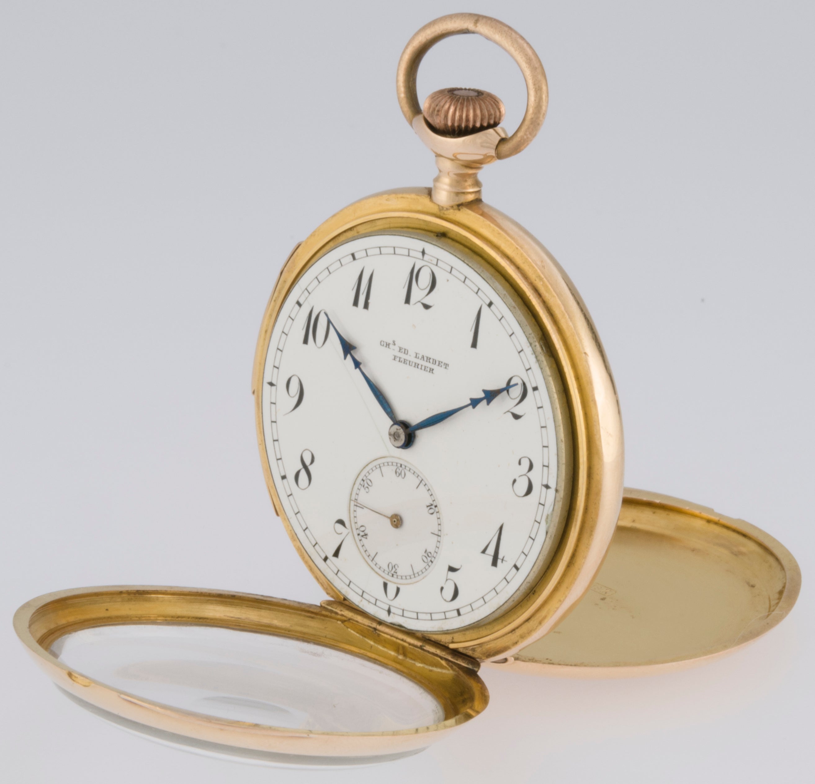 Charles Ed Lardet Pocket Watch Yellow Gold 18k Chimes Hour Quarter Minute