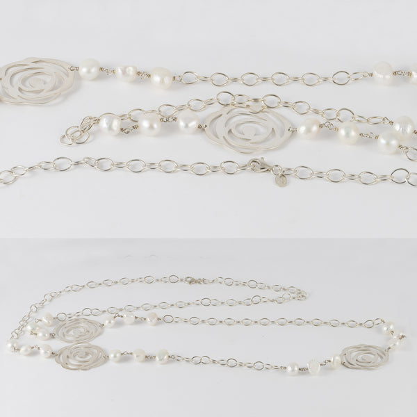 Collar largo Tous en plata 925 y perlas cultivadas Rosa d'Abril
