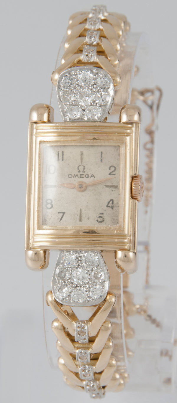 Omega Yellow Gold 18k and Diamonds 0.7 ct Caliber R13.5 Year 1947
