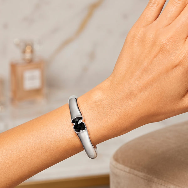 Pulsera esclava Tous en plata 925 con oso en ónix Icon