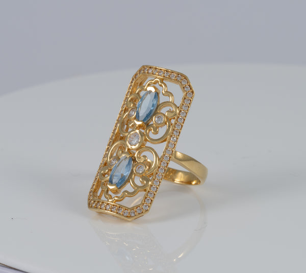 Anillo lanzadera de oro amarillo 18k