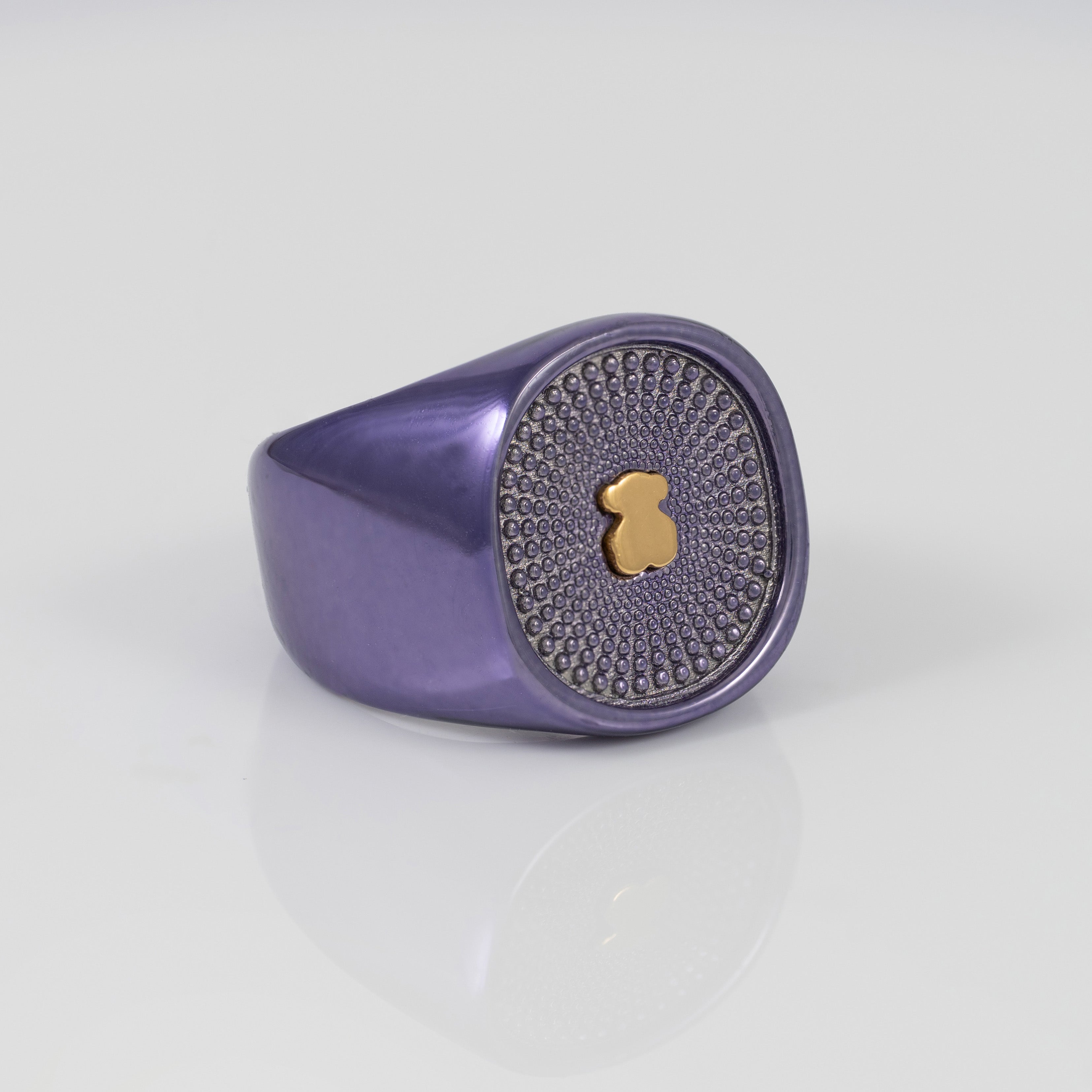 Anillo Tous Sello de plata en color malva Oursin