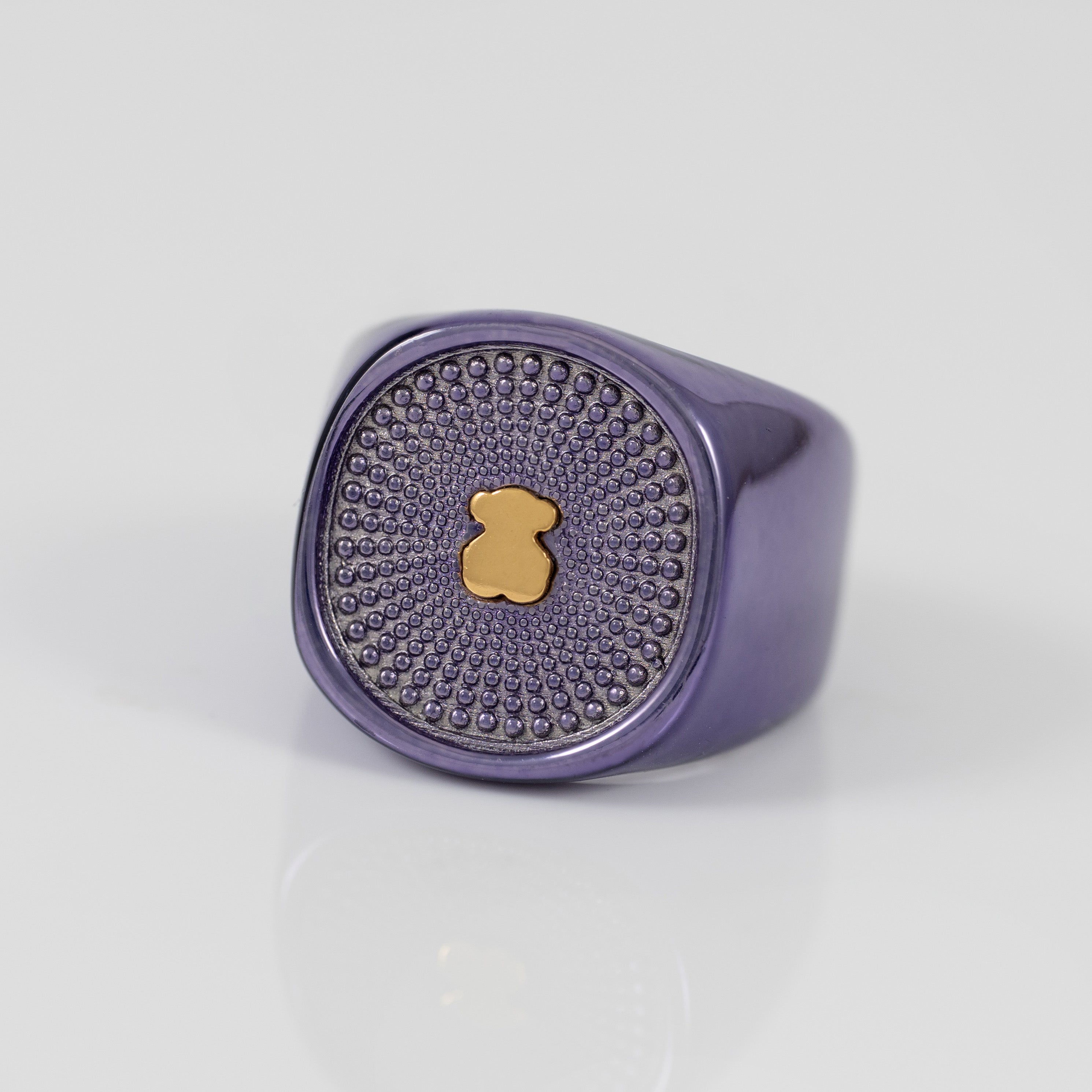 Anillo Tous Sello de plata en color malva Oursin