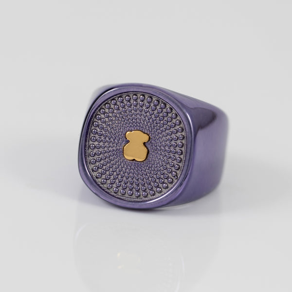 Anillo Tous Sello de plata en color malva Oursin