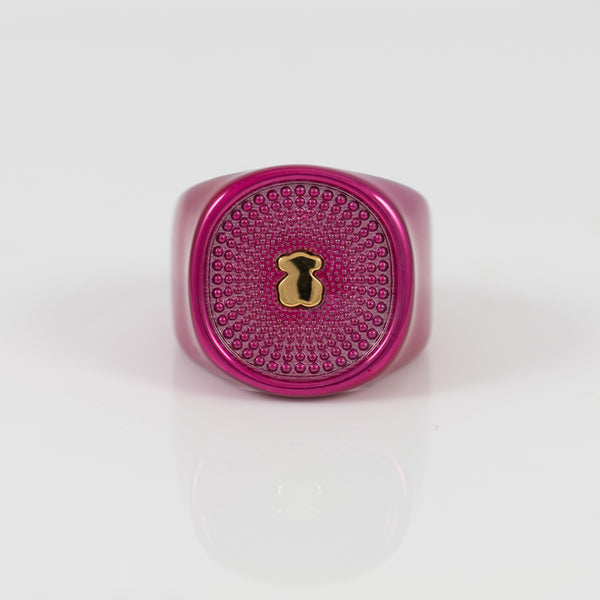 Anillo Tous en plata 925 color fucsia Oursin
