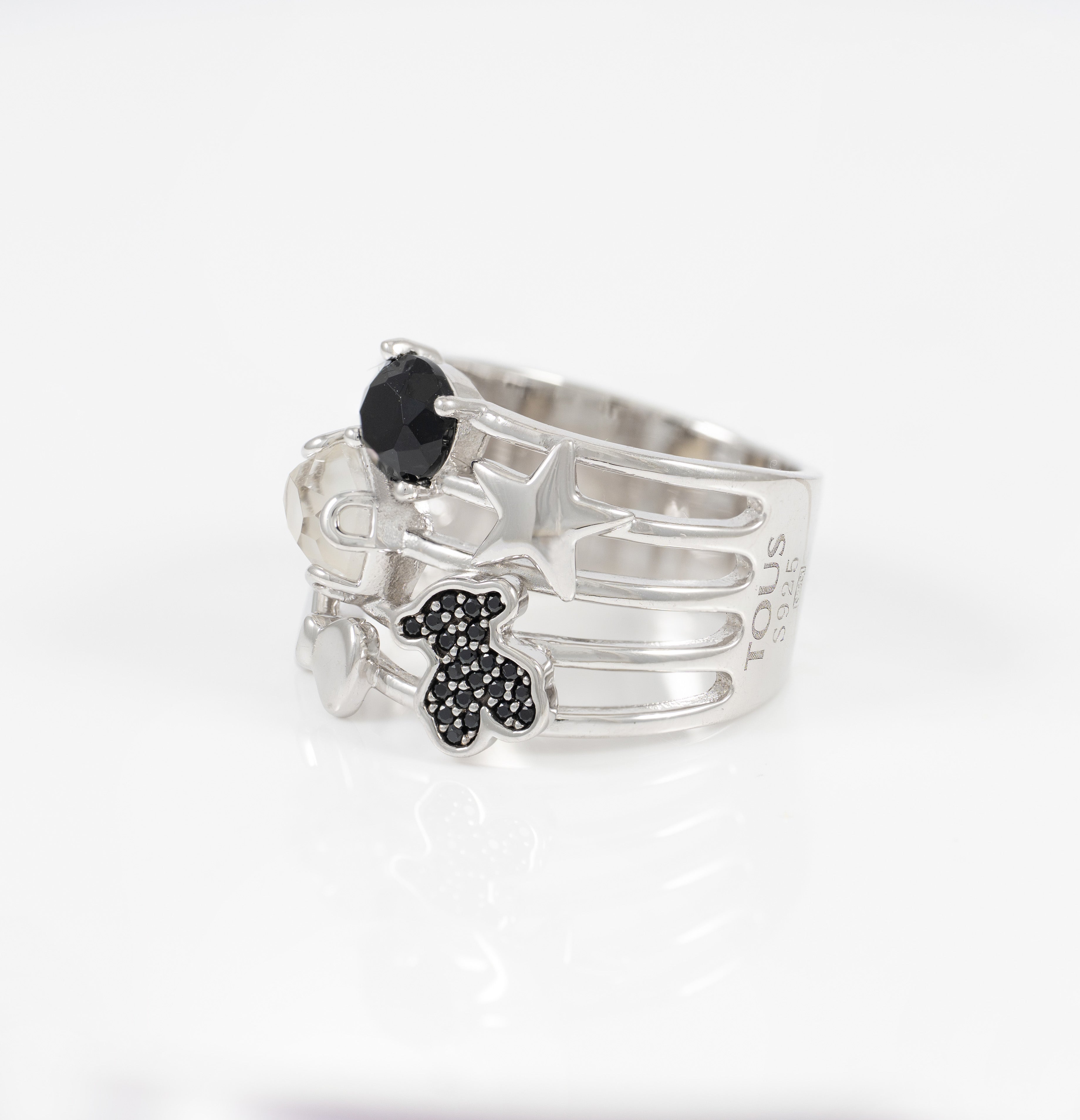 Anillo Tous en plata 925 con gemas Join