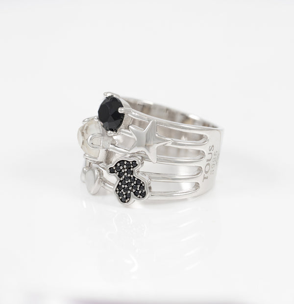 Anillo Tous en plata 925 con gemas Join