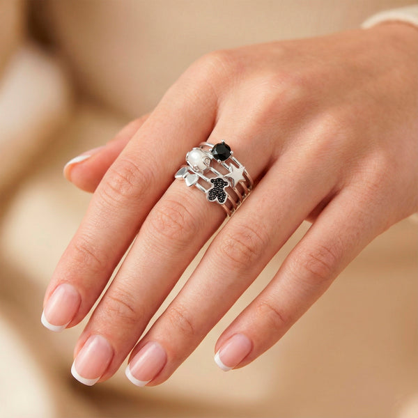 Anillo Tous en plata 925 con gemas Join