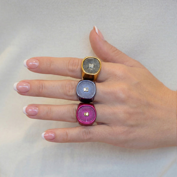 Anillo Tous Sello de plata en color malva Oursin