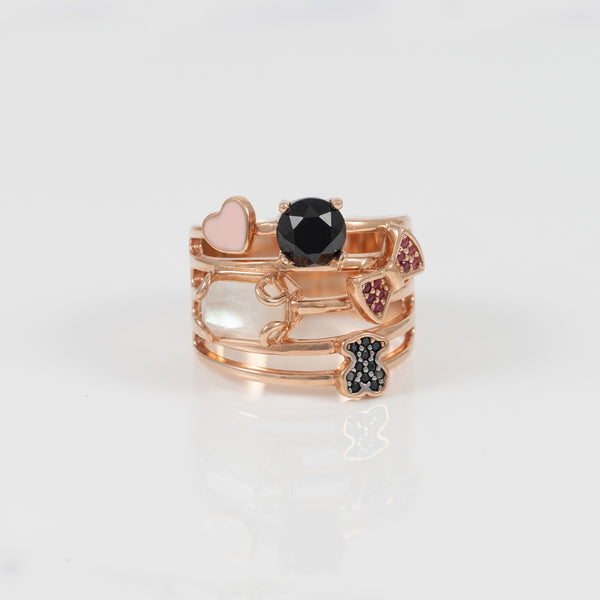 Anillo Tous en plata vermeil rosa con gemas Join