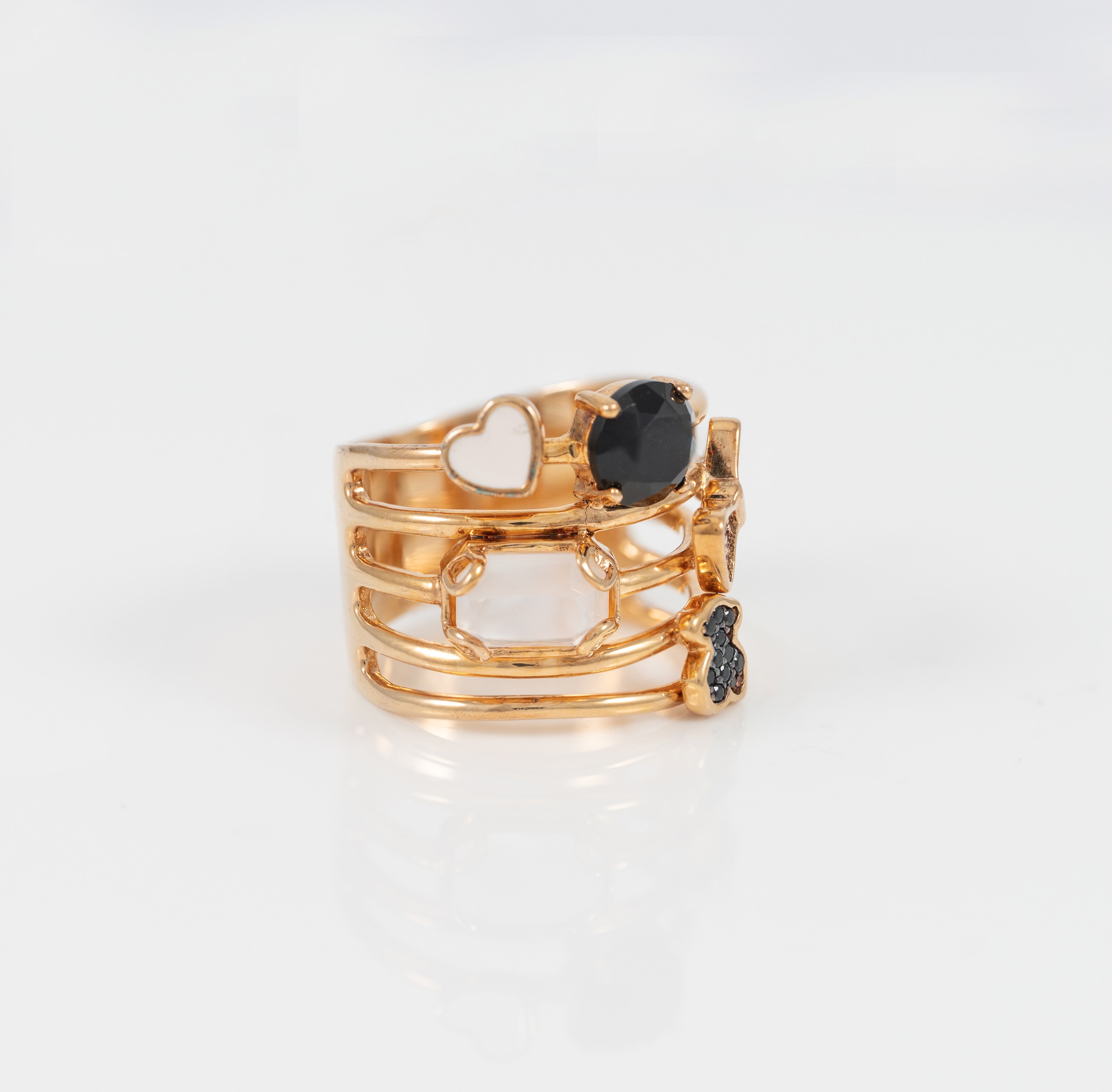 Anillo Tous en plata vermeil rosa con gemas Join