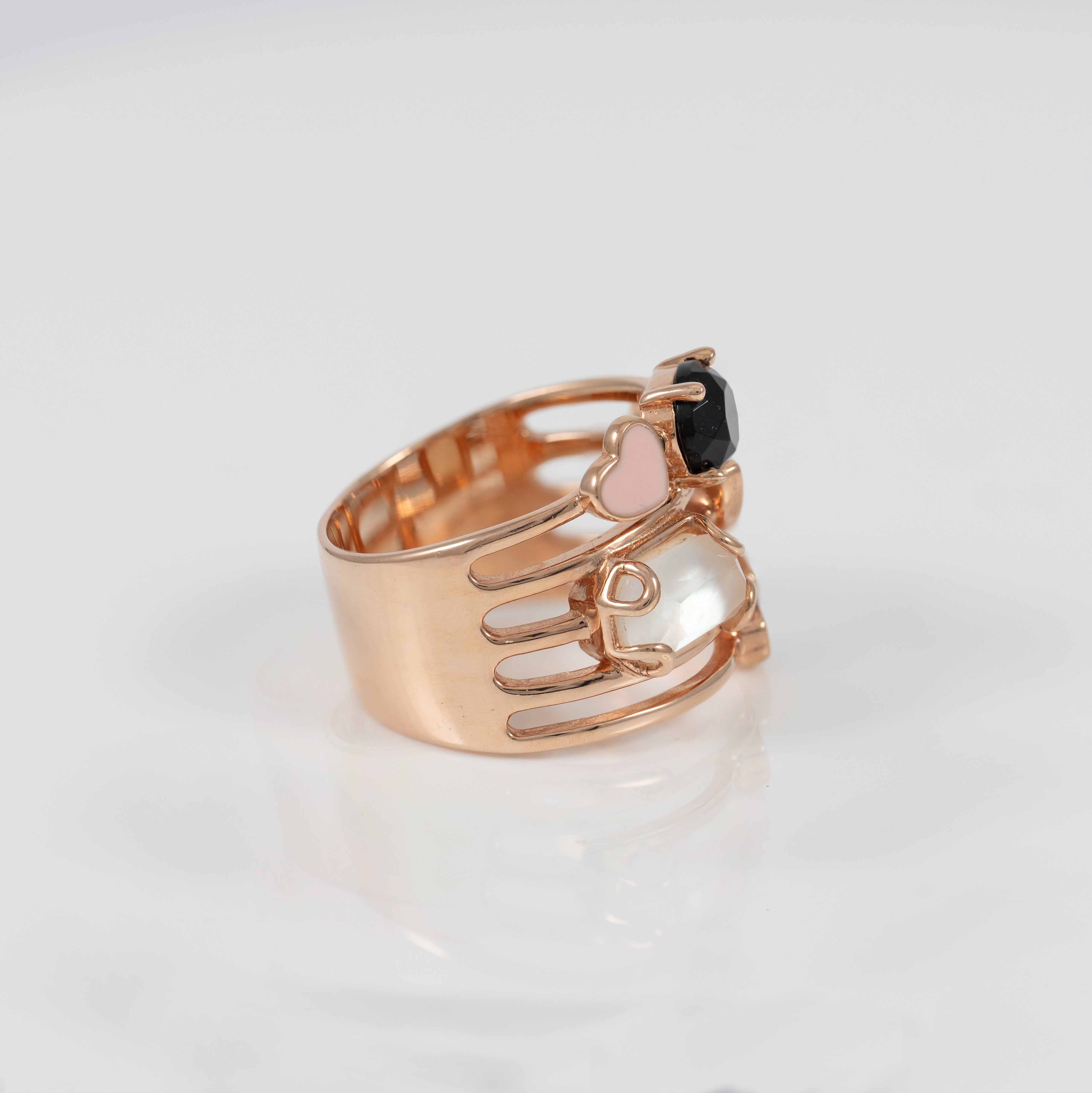Anillo Tous en plata vermeil rosa con gemas Join