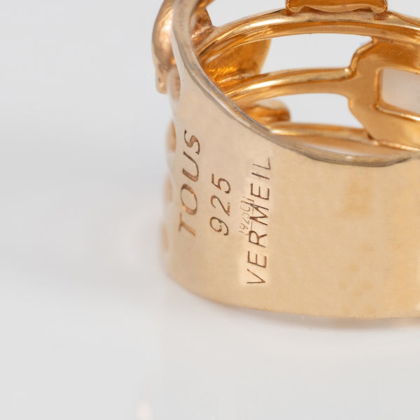 Anillo Tous en plata vermeil rosa con gemas Join
