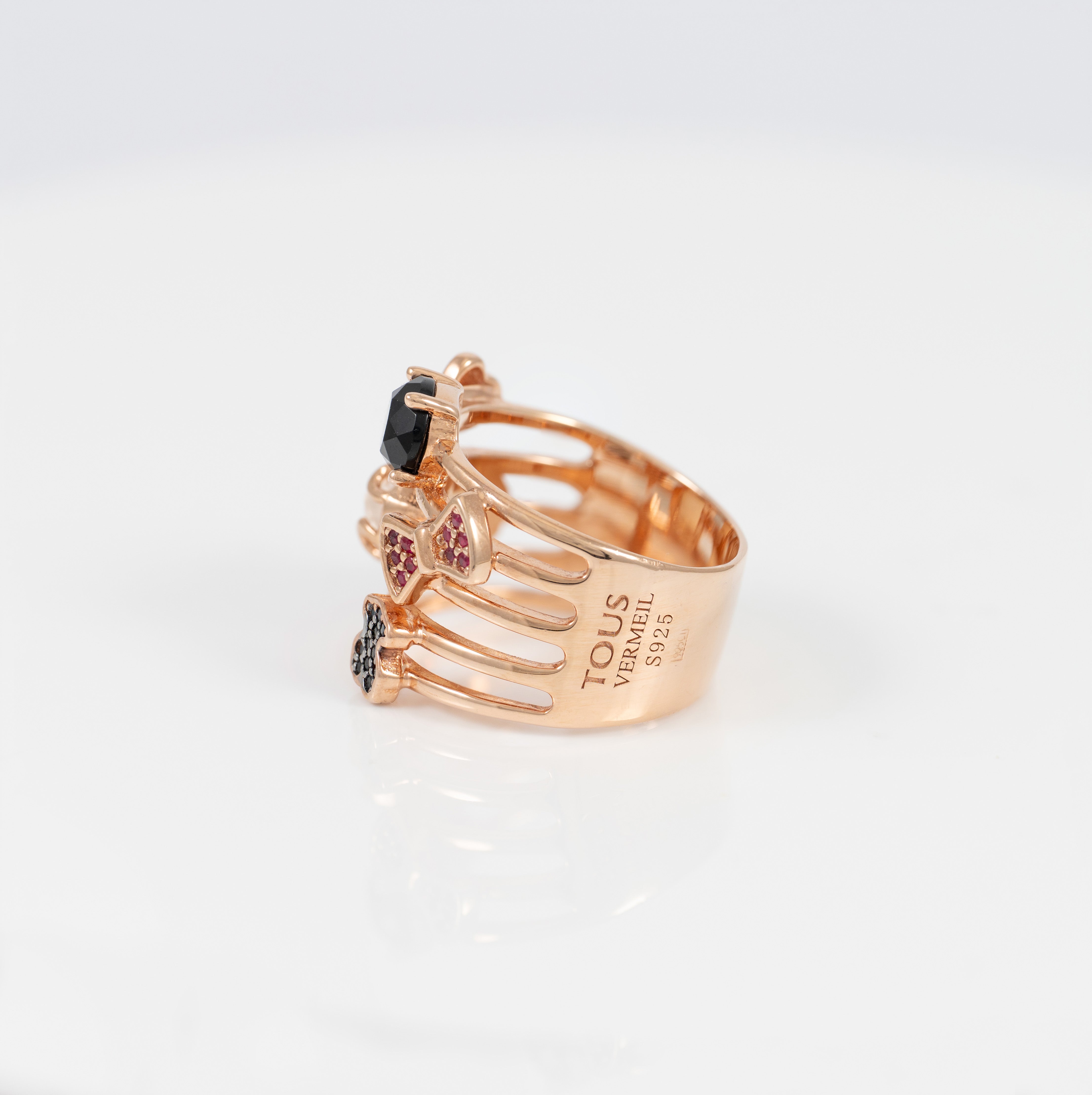 Anillo Tous en plata vermeil rosa con gemas Join