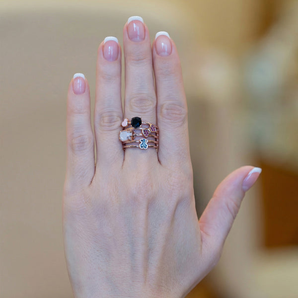 Anillo Tous en plata vermeil rosa con gemas Join