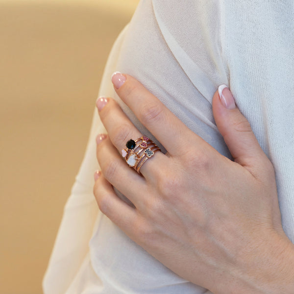 Anillo Tous en plata vermeil rosa con gemas Join