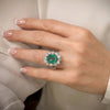 Anillo en oro blanco 18k con esmeralda 3.53 ct y diamantes 2.16 ct