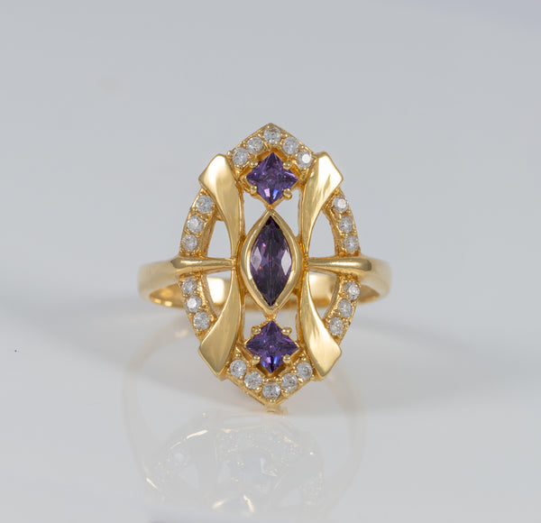 Anillo lanzadera de oro amarillo 18k