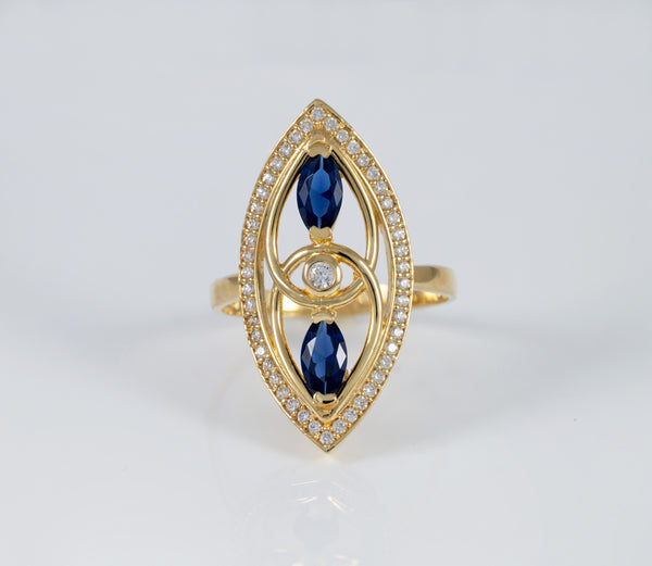 Anillo lanzadera de oro amarillo 18k