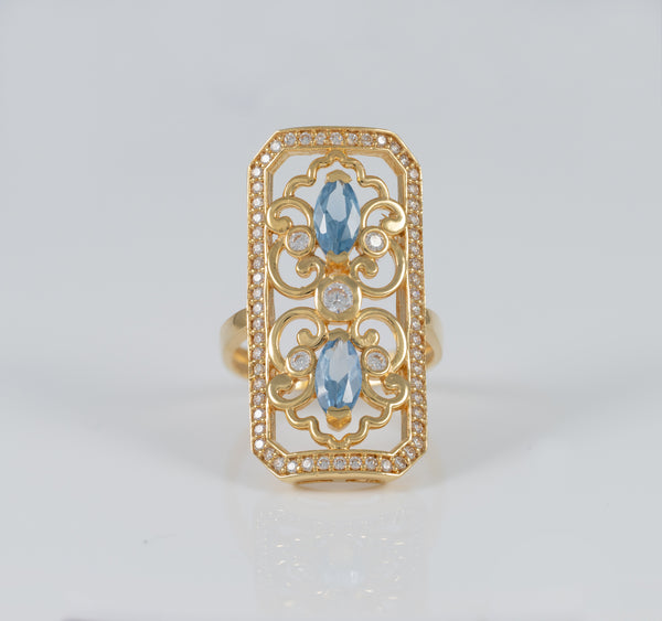Anillo lanzadera de oro amarillo 18k