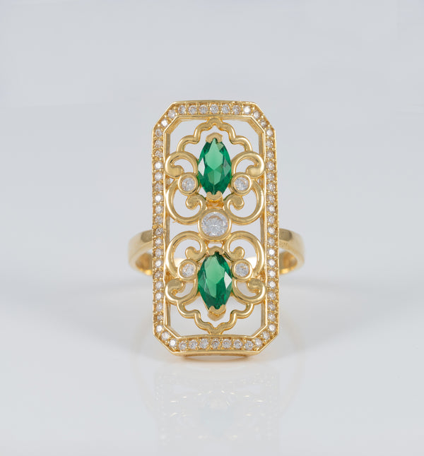 Anillo lanzadera de oro amarillo 18k