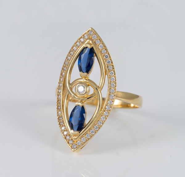 Anillo lanzadera de oro amarillo 18k