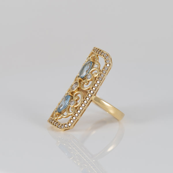 Anillo lanzadera de oro 18k 750