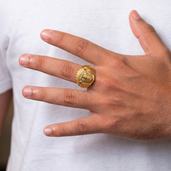 Anillo cabeza indio oro 18k 750