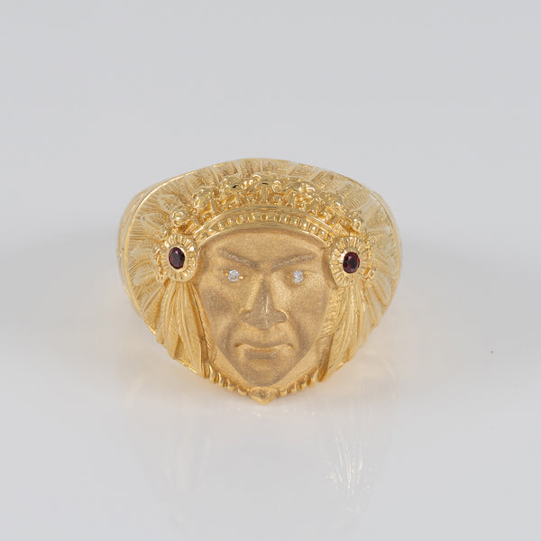Anillo cabeza indio oro 18k 750